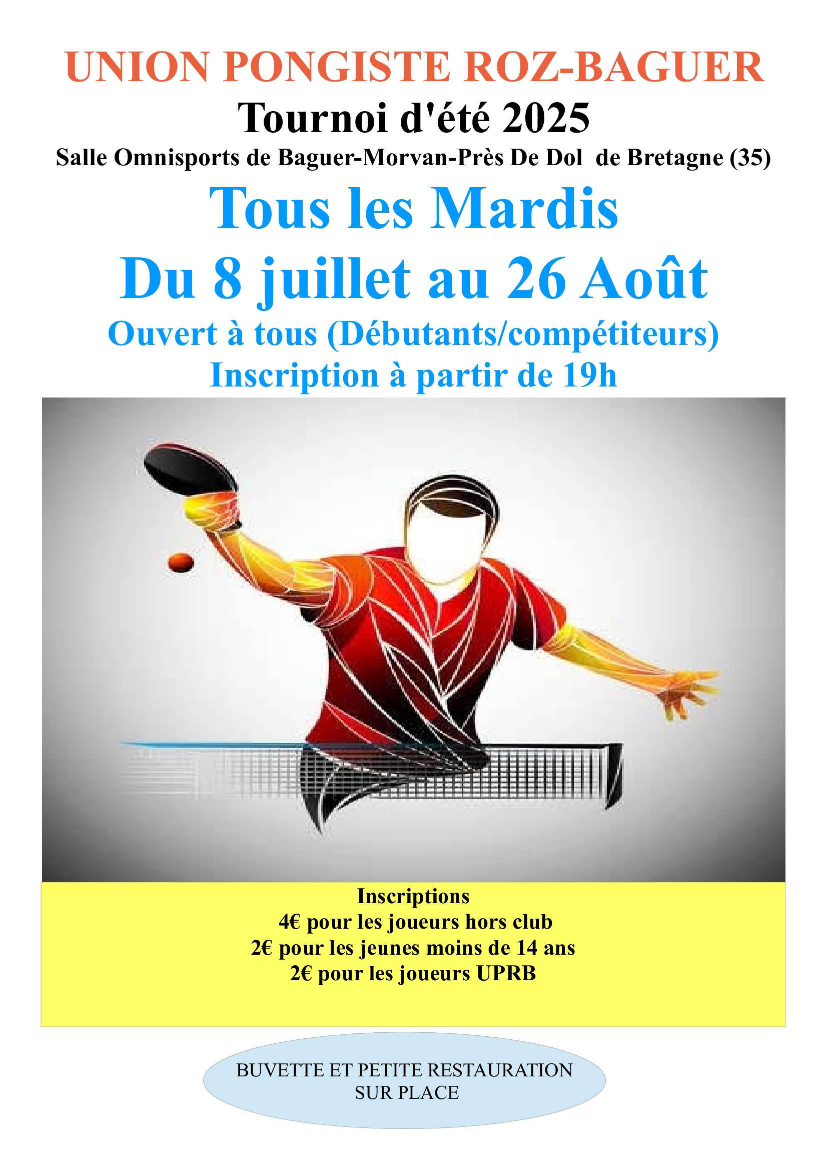 Affiche tournois été de tennis de table